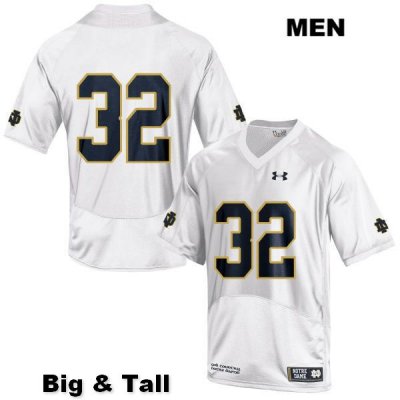 Notre Dame Fighting Irish Men's Mick Assaf #32 White Under Armour No Name Authentic Stitched Big & Tall College NCAA Football Jersey JPV5599VP